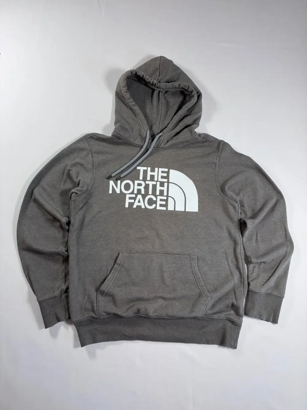 The North Face Mens Gray Logo Hoodie Fleece Pullover Streetwear Y2K Small